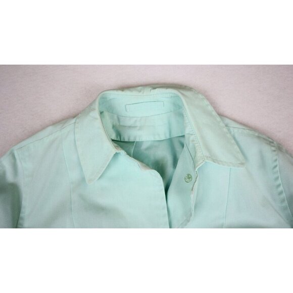 VINTAGE WOMEN'S MINT GREEN LIGHT WEIGHT TRENCH COAT JACKET - SIZE S - Picture 9 of 16